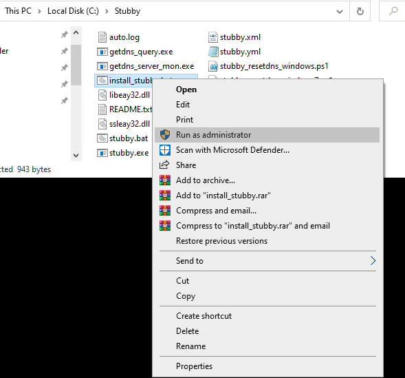 Step 2 - Run install_stubby.bat as Administrator