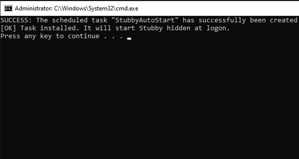 Step 4 - Success message in Command Prompt